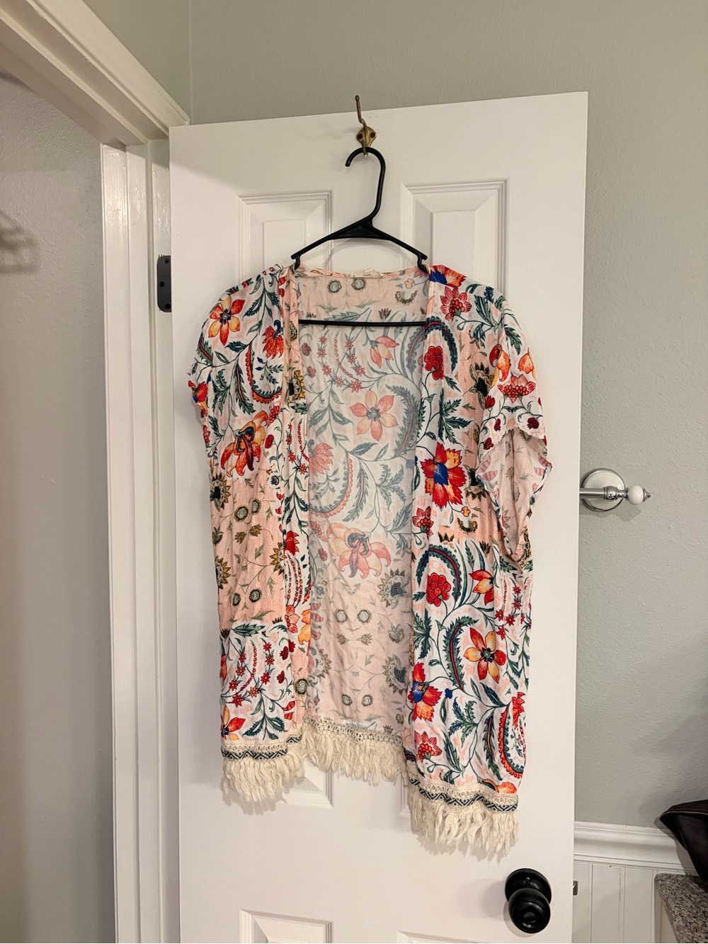 Easel Women’s Floral Open Cardigan Medium Rayon Layering Top Short Sleeve